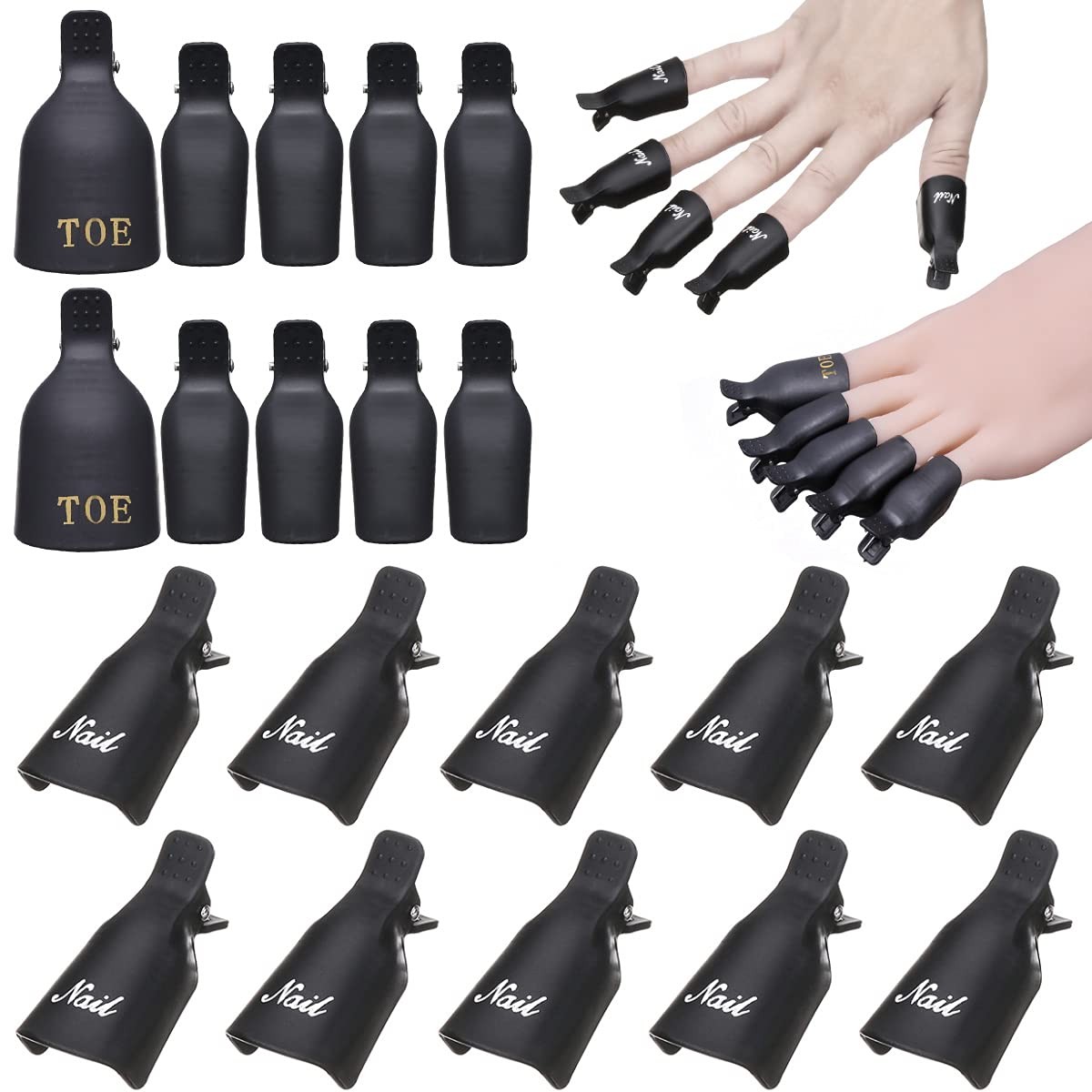 Akstore 20 PCS Nail Polish Remover Clips,Toenail 20 Count (Pack of 1), Black