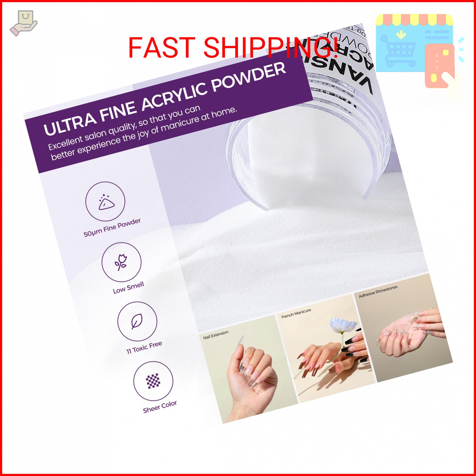 VANSISOS Acrylic Nail Kit: 30g Clear Acrylic Powder and 75ml Liquid Set with Nai