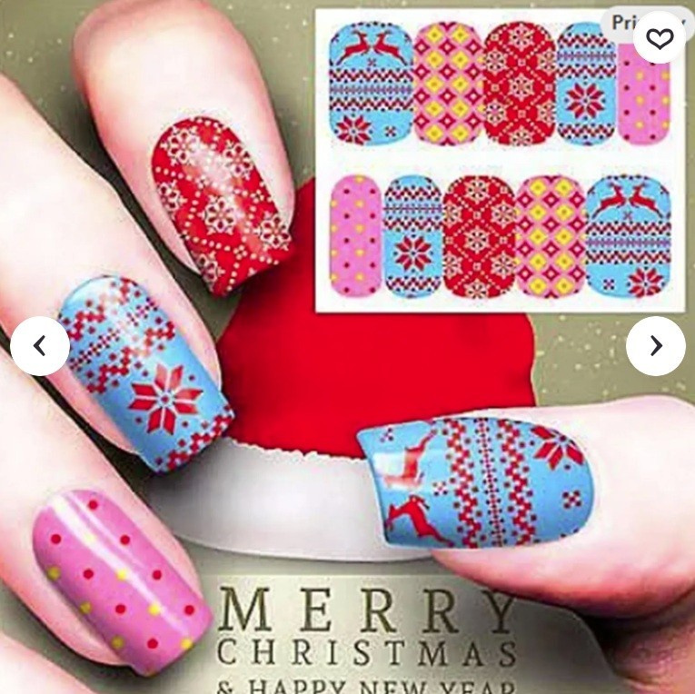 Christmas Nail Art Water Decals: Santa, Snowman, Reindeer(Group 1)
