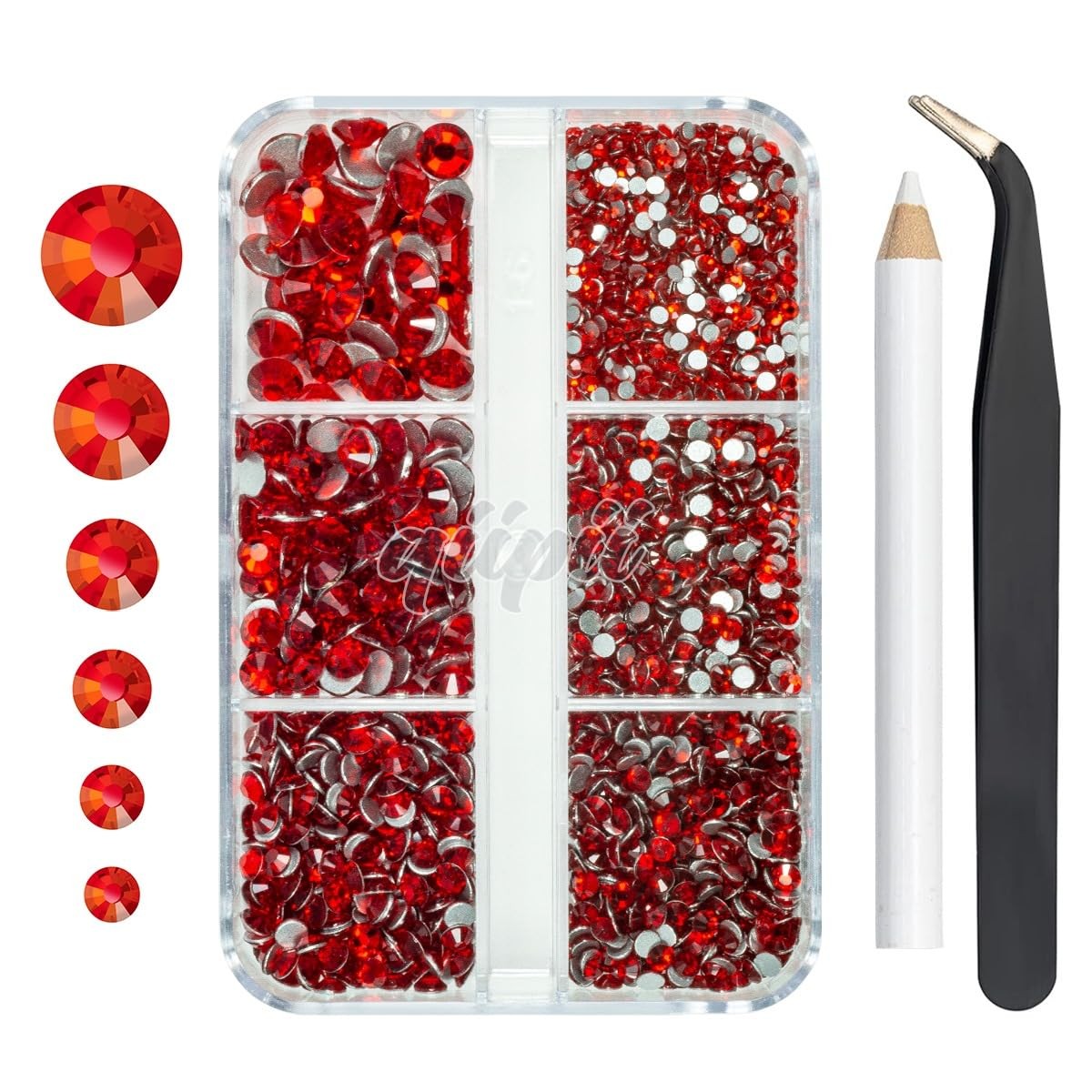 2550pcs Red Nail Art Flatback Rhinestones for Makeup Siam Red Nail Gems Gemst…