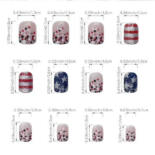 4th of July Press on Nails Short Square Independence 4th of July False Nails-24