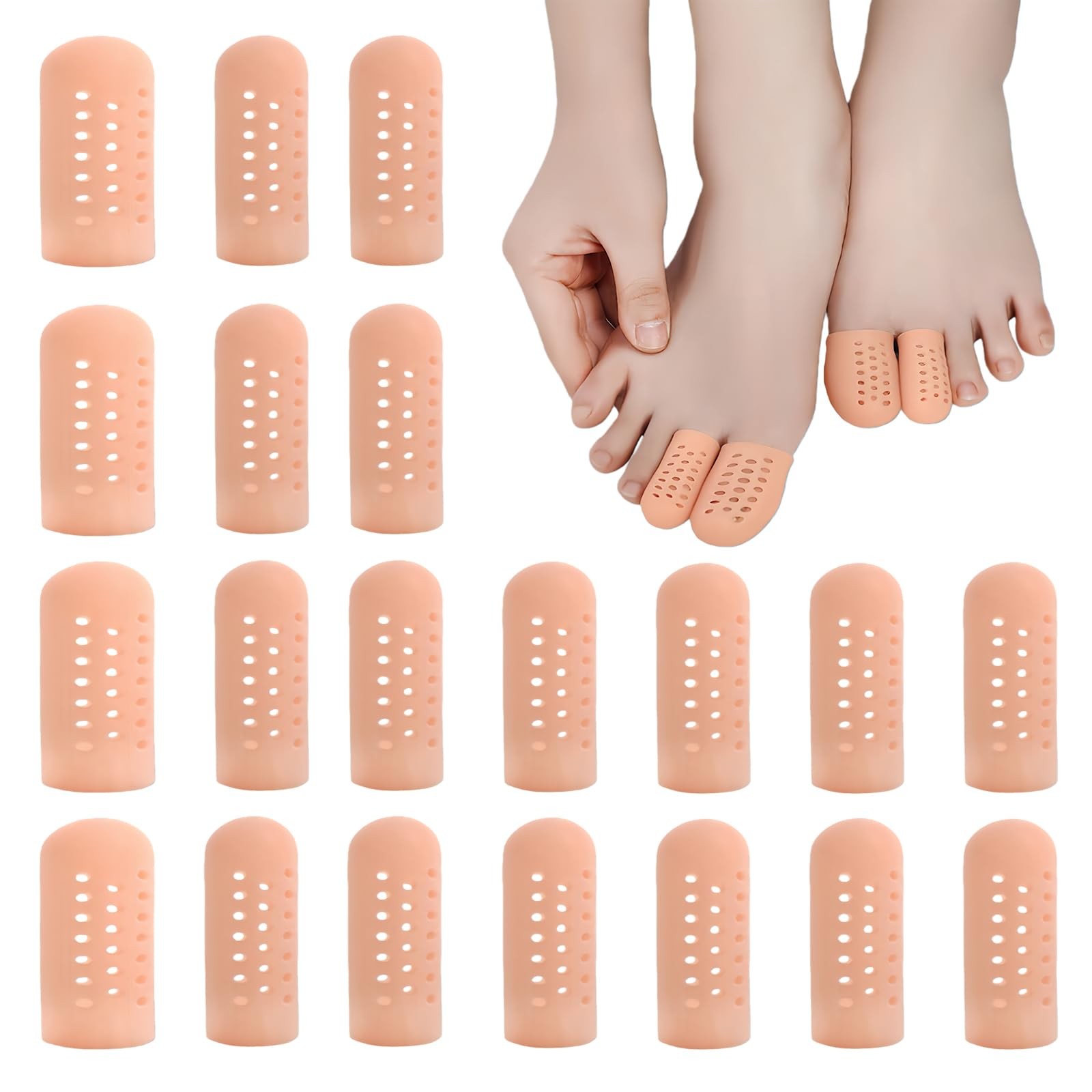 Gel Finger Cots 20 Pcs with Air Holes, Silicone Finger Protectors & Thumb Guards