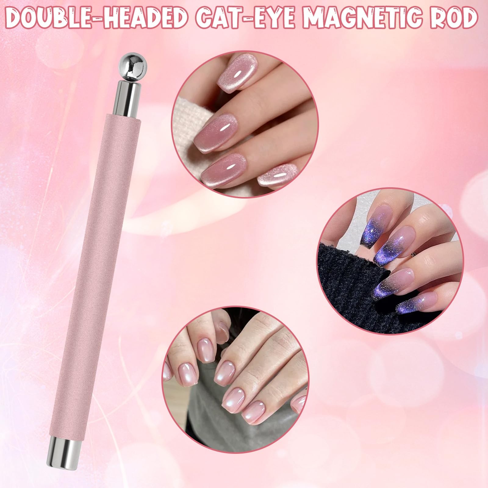 4Pcs Cat Eye Nail Magnet Kit for Gel Polish, 3in1 Magnet with DualEnded Pen &…