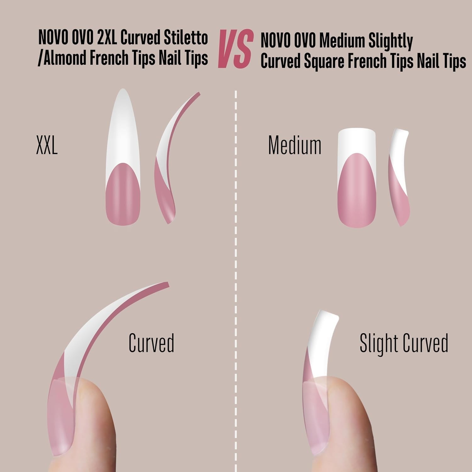 XXL Curved Stiletto Nail Tips 240 pcs