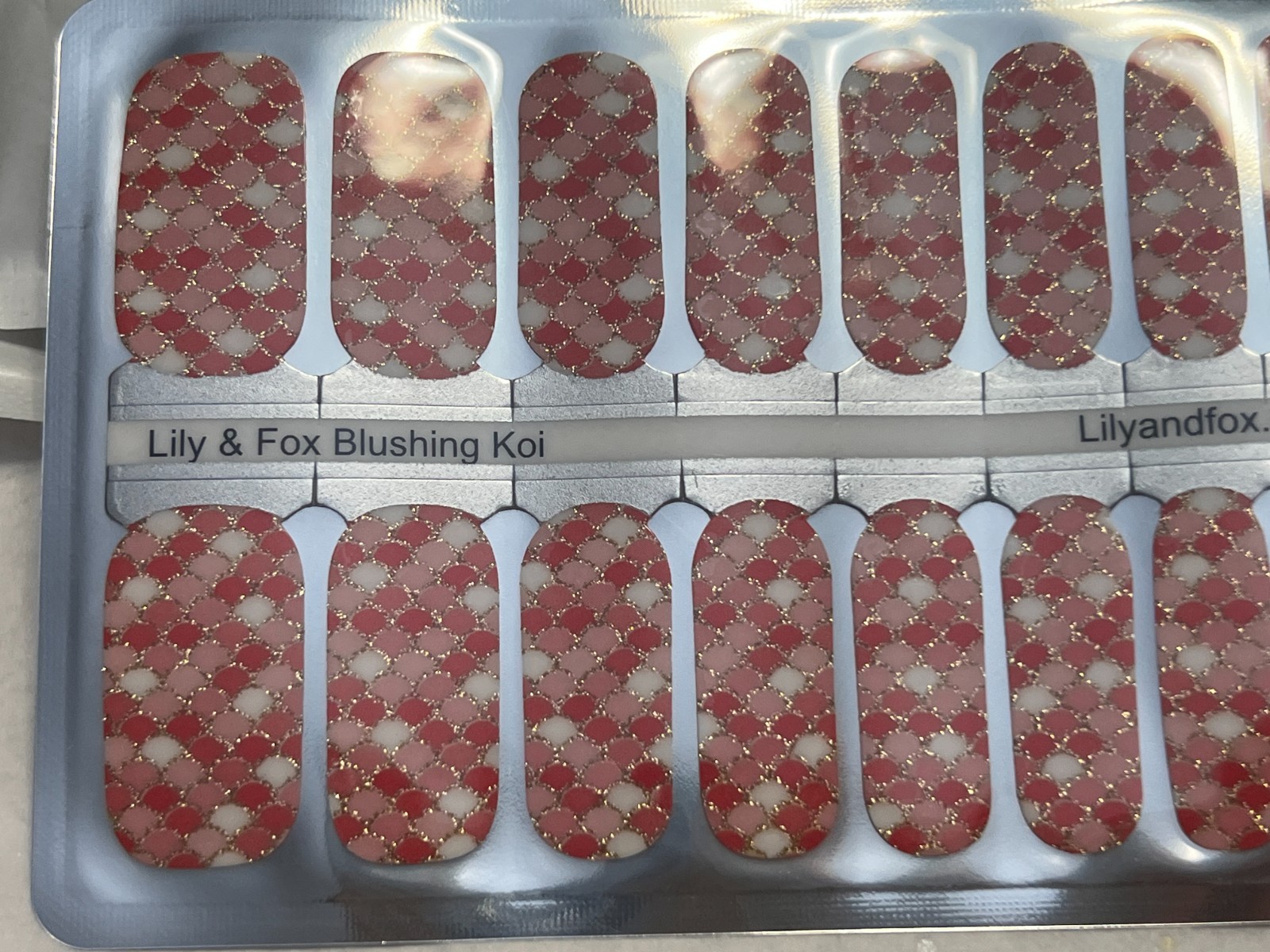 1 SET Lily and Fox Nail Wraps Stickers Self Stick Manicure Sealed Blushing Koi