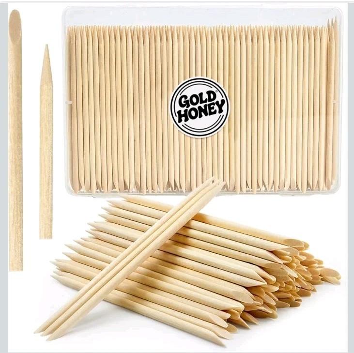 180PCS Orange Sticks for Nails 4.5 Inch Wooden Cuticle Pusher & Remover Set