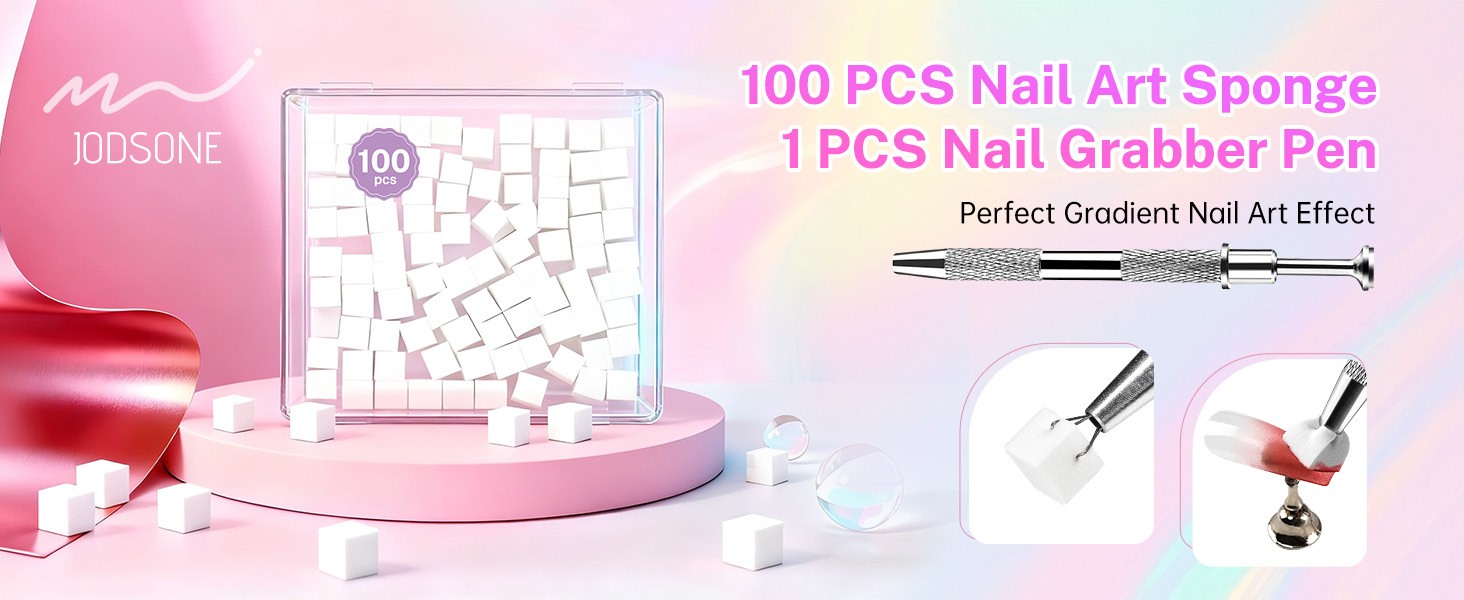 100PCS Soft Nail Sponges Tool with 1PCS Grabbing Pen Professional Accessories
