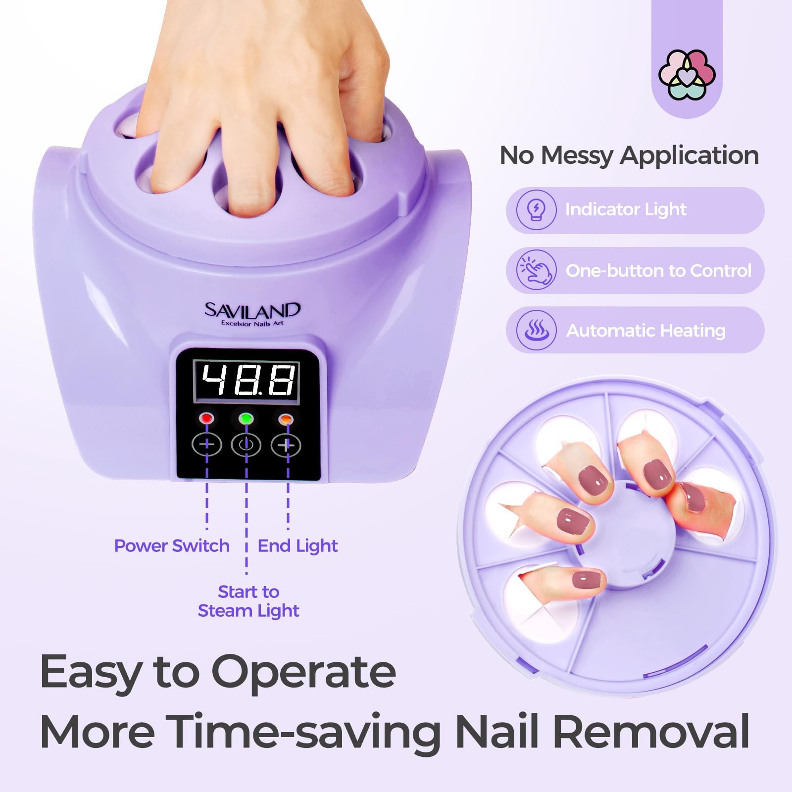 SAVILAND Nail Polish Remover Steam: Electric Steam Machine for 1-Purple