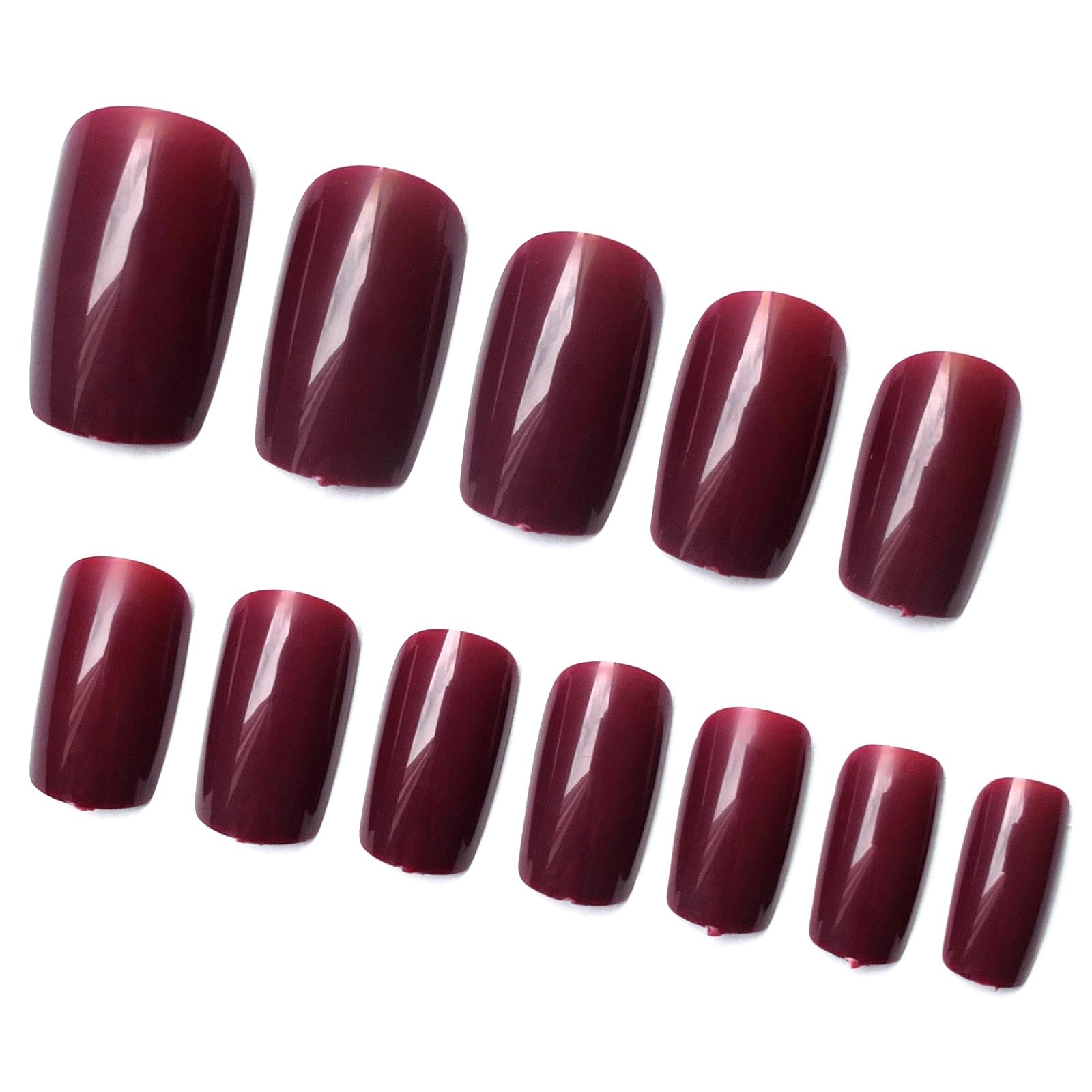 240pc Christmas Wine Red Press on Nails Medium Square Fake Nails Press ons Sq…