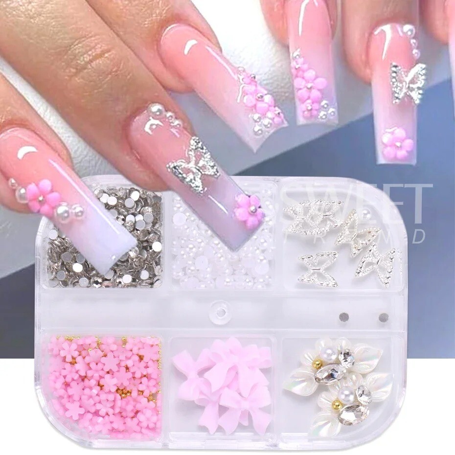 3DNail Charm Flower Nail Art Stickers Decals DIY Art Jewelry Nail Decoration