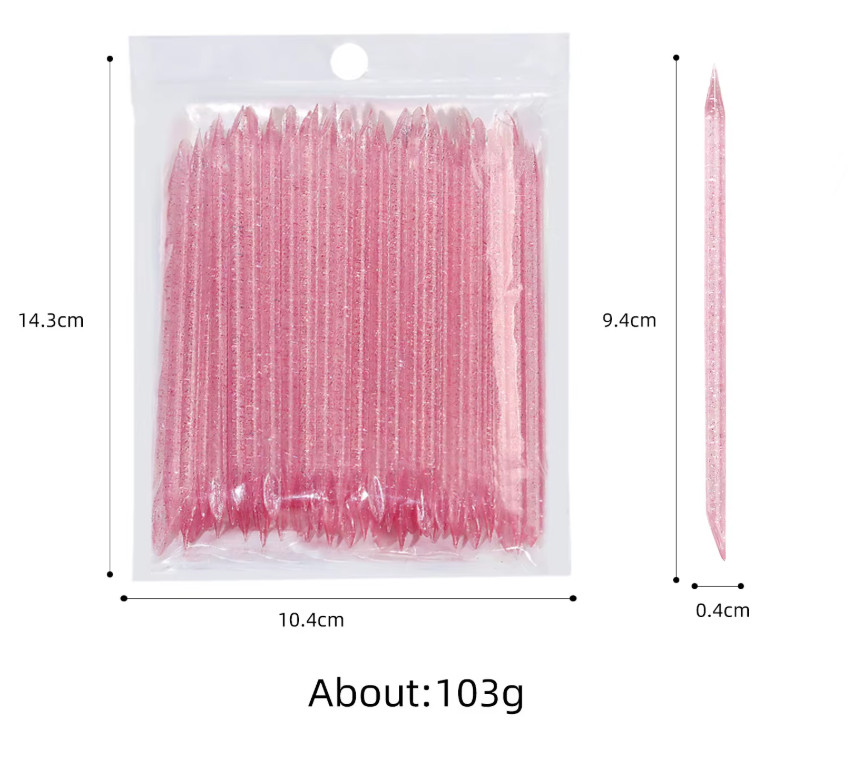 100Pcs Reusable Crystal Glitter Stick Double End Nail Art Cuticle Pusher Remove