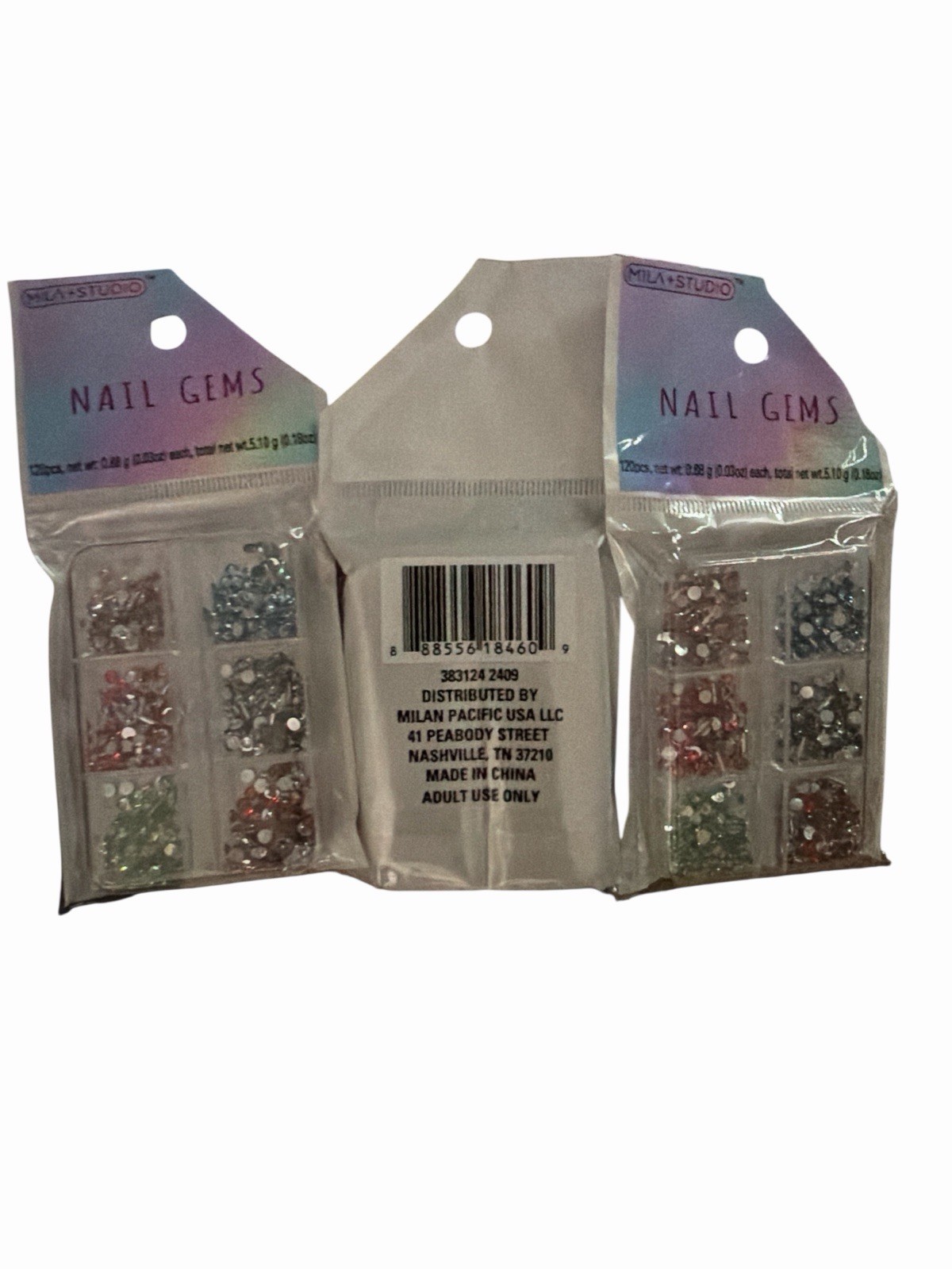 MILA Studio Nail Gems 120pc 3 Pack Rhinestones Nail Art Embellishments New