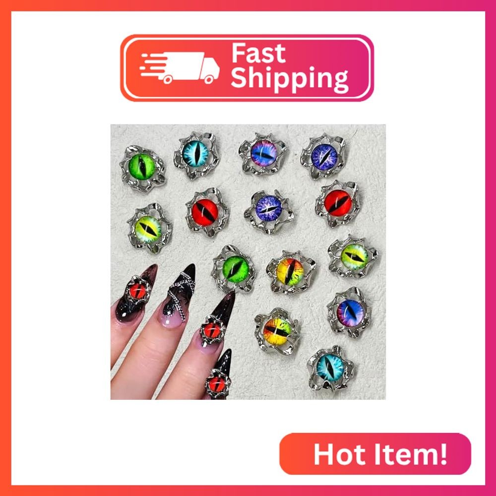 ROFIBUT Halloween Eyeball Nail Charms Devil Eye Nail Art Rhinestones 3D Alloy Go
