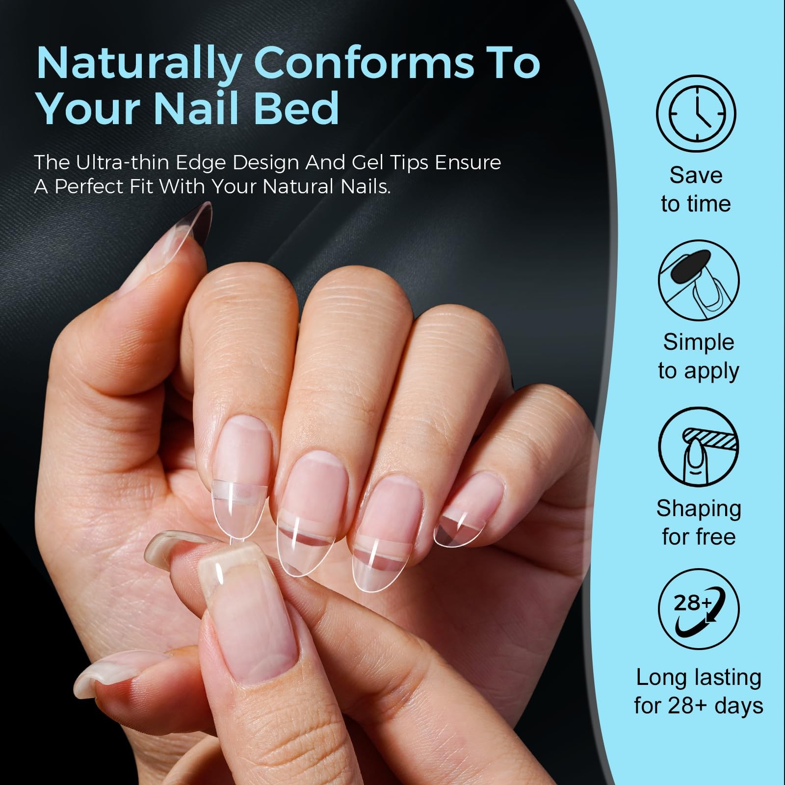 TOMICCA 504pc Short Almond Nail Tips 12 Sizes
