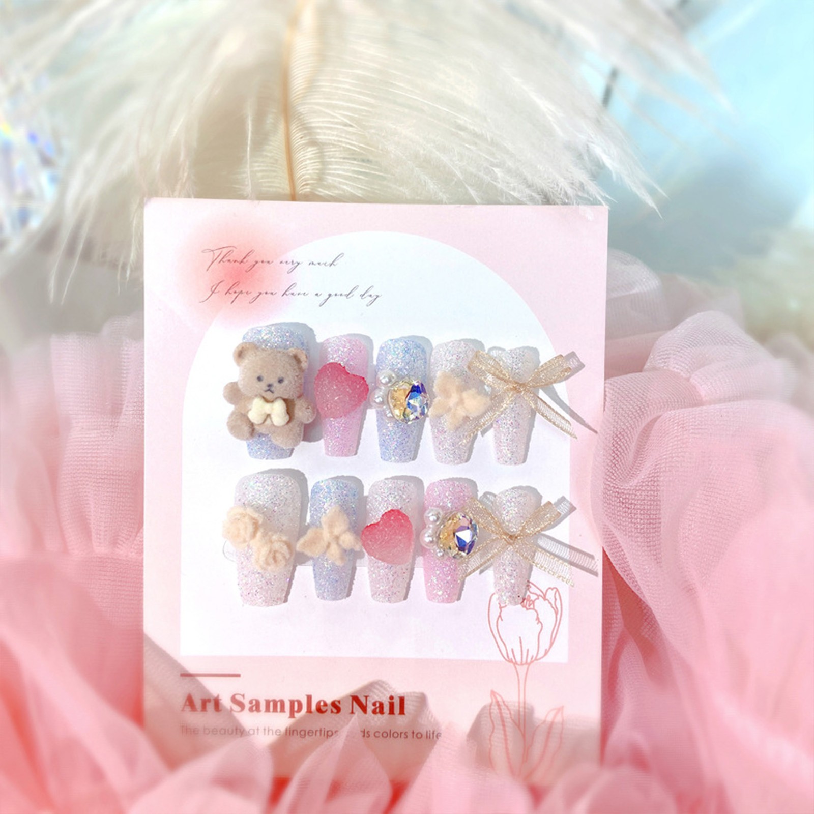 Press on Nail Tips Full Collection Assorted Bow Design for Women Boxed U29