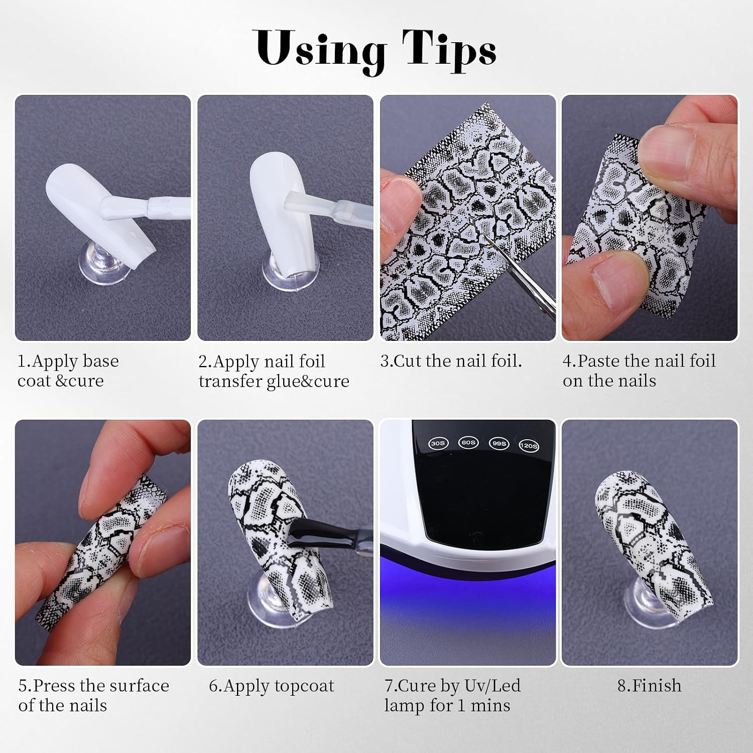 Lace Nail Foil Transfer Sheets, 10 Rolls Black White Flower Nail Art Transfer Fo