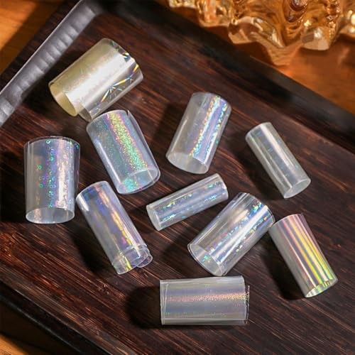 10 Rolls Aurora Nail Foil Transparent Laser Nail Transfer Foils Aurora-12