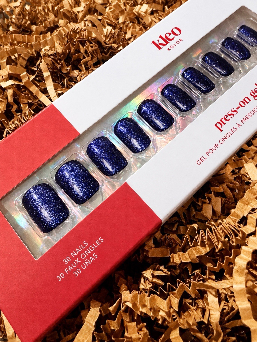 Kleo Kolor 30 Press-On Gel Nails~Dream Bigger Navy Blue Magnetic~Short Square