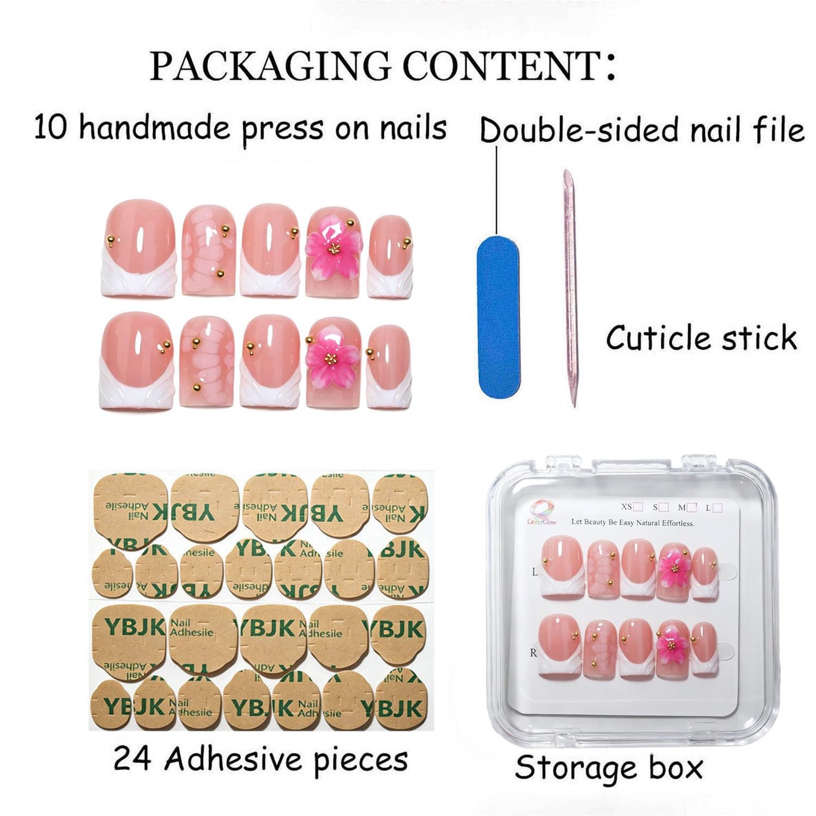 Handmade Short Square French Press On Nails,ReusableandSalon Quality(Y226, M)…