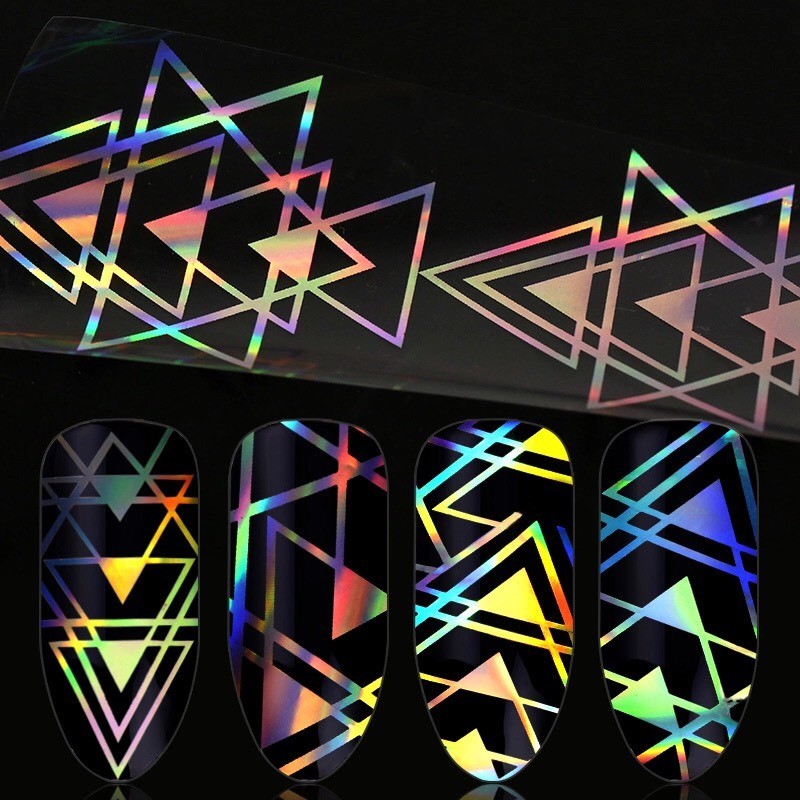 Holographic Nail Art Foil Aztec Triangle New Trend Transfer Stickers >>7<<