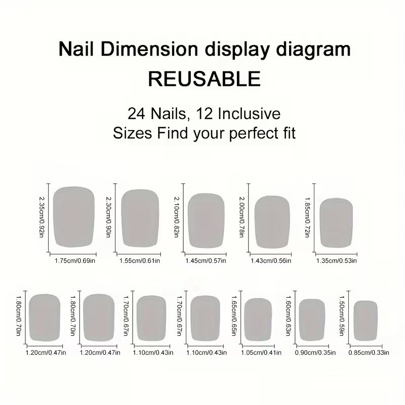 24pcs Black Matte Press-On Nails, Medium Square,with Gold Heart, Stripe, Elegant