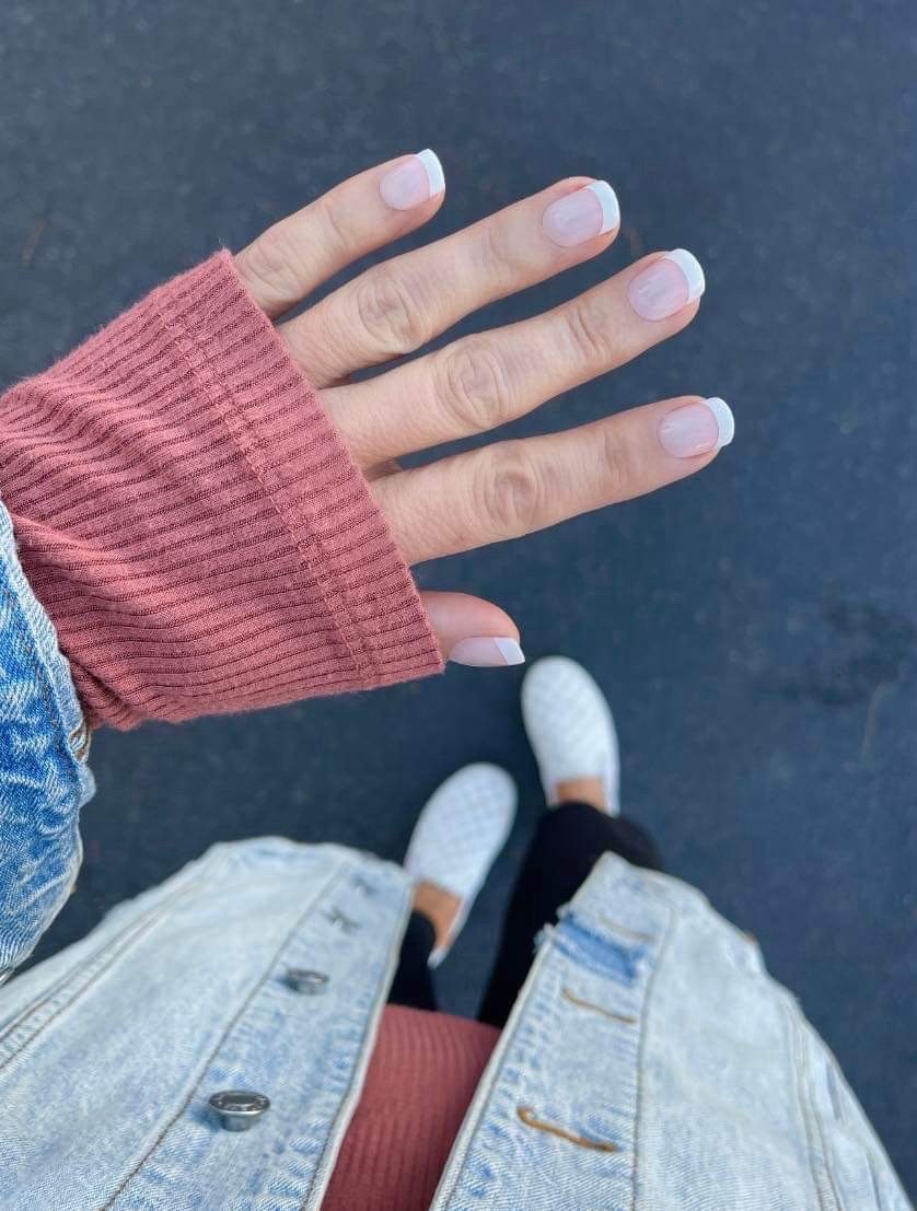 Red Aspen Press On Nails, Short Square, Nell’s French Tip