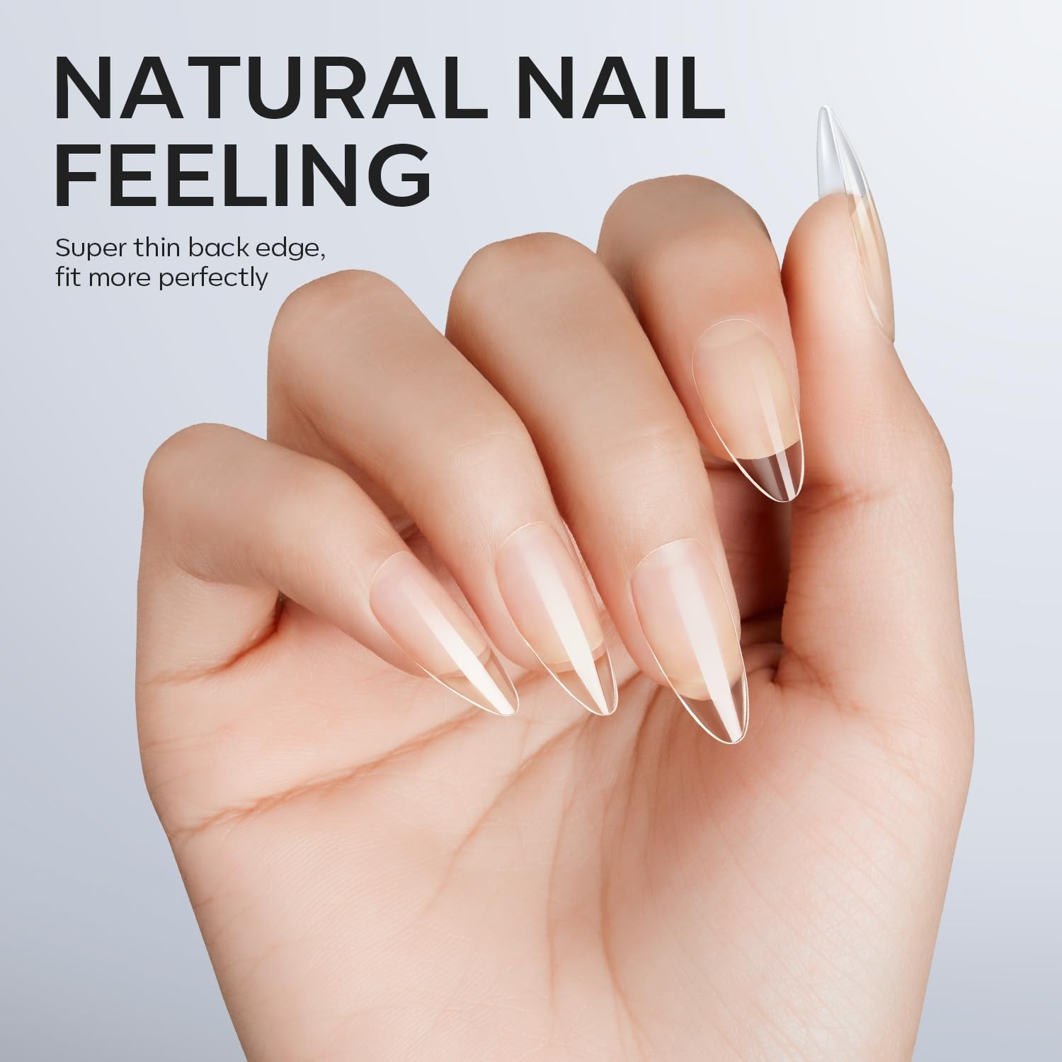Modelones Almond Fake Nail Tips 510PCS Medium Soft Gel Full Cover Pre-Etched