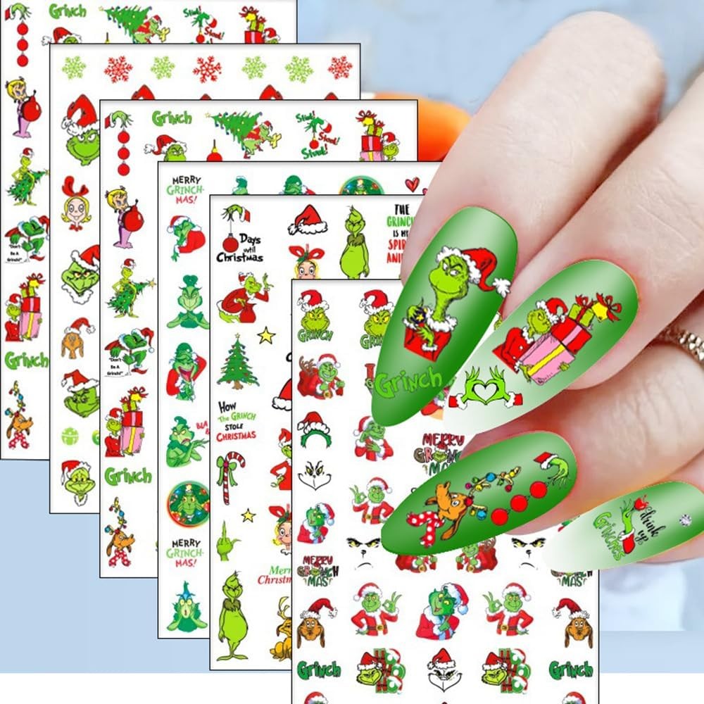 6 Sheets Christmas Nail Art Stickers – Green Small, Style A4
