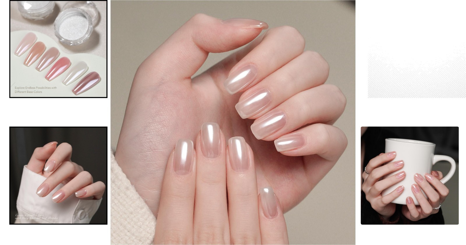 Lustrous White Pearl Chrome Nail Powder – Mirror Effect for Stunning Nails
