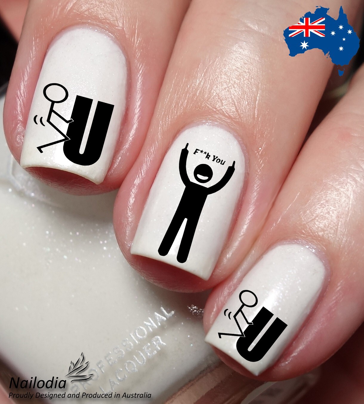 Middle Finger Nail Art Decal Sticker Water Transfer Slider