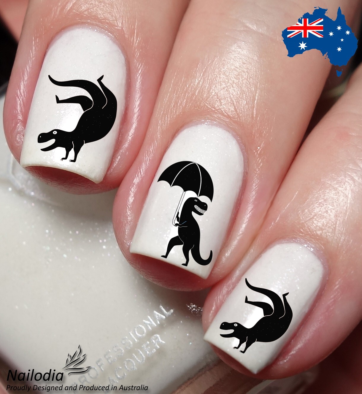 Cute Crazy Dino Dinosaur T-Rex Nail Art Decal Sticker – Jurassic Theme