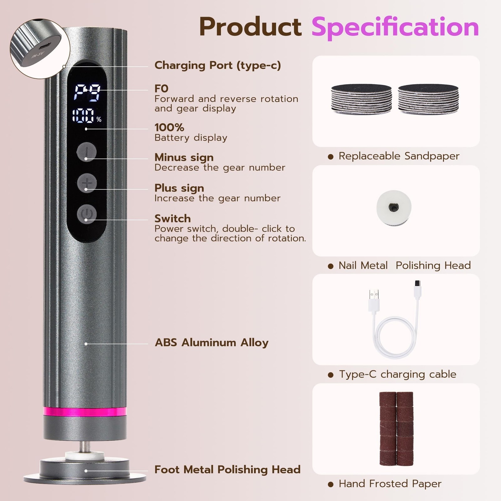 Electric Foot Callus Remover, Adjustable Speed Rechargeable Foot Sander Pedic…