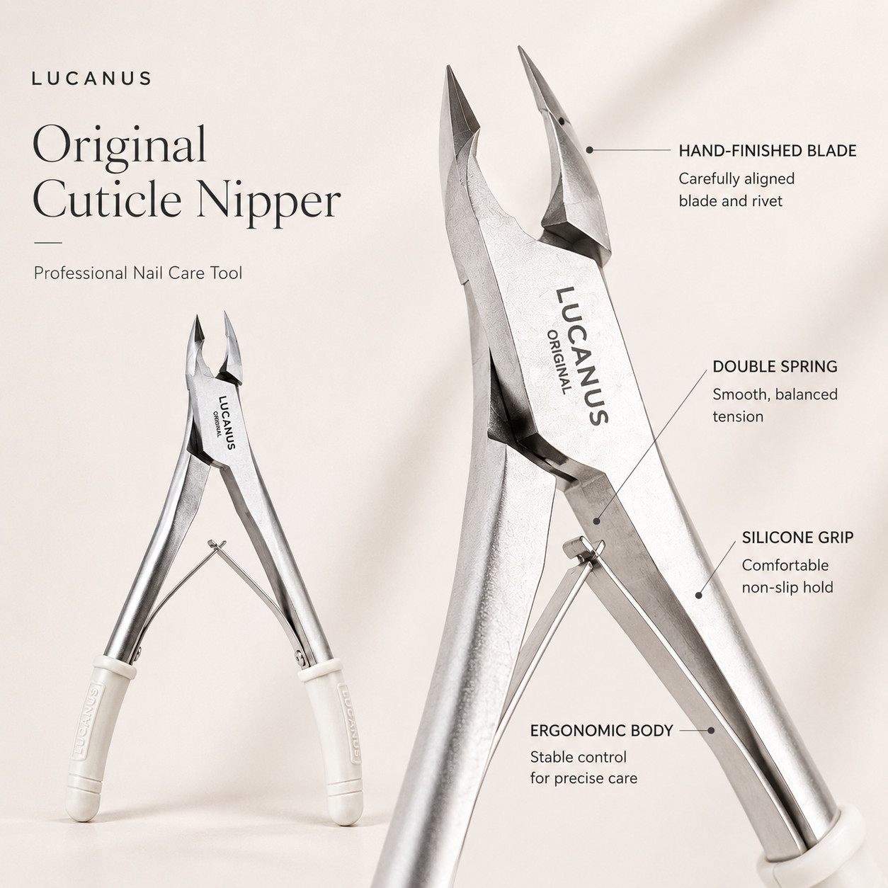 LUCANUS Original Cuticle Nipper Professional Precision Nail Care Tool K-Beauty