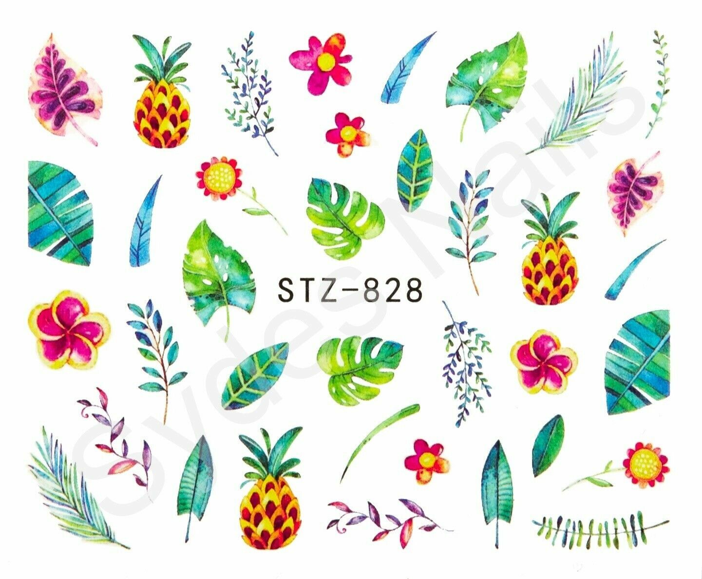 28 Pages Nail Art Water Transfer Sticker Flower Leaves Butterfly Flamingo Bird