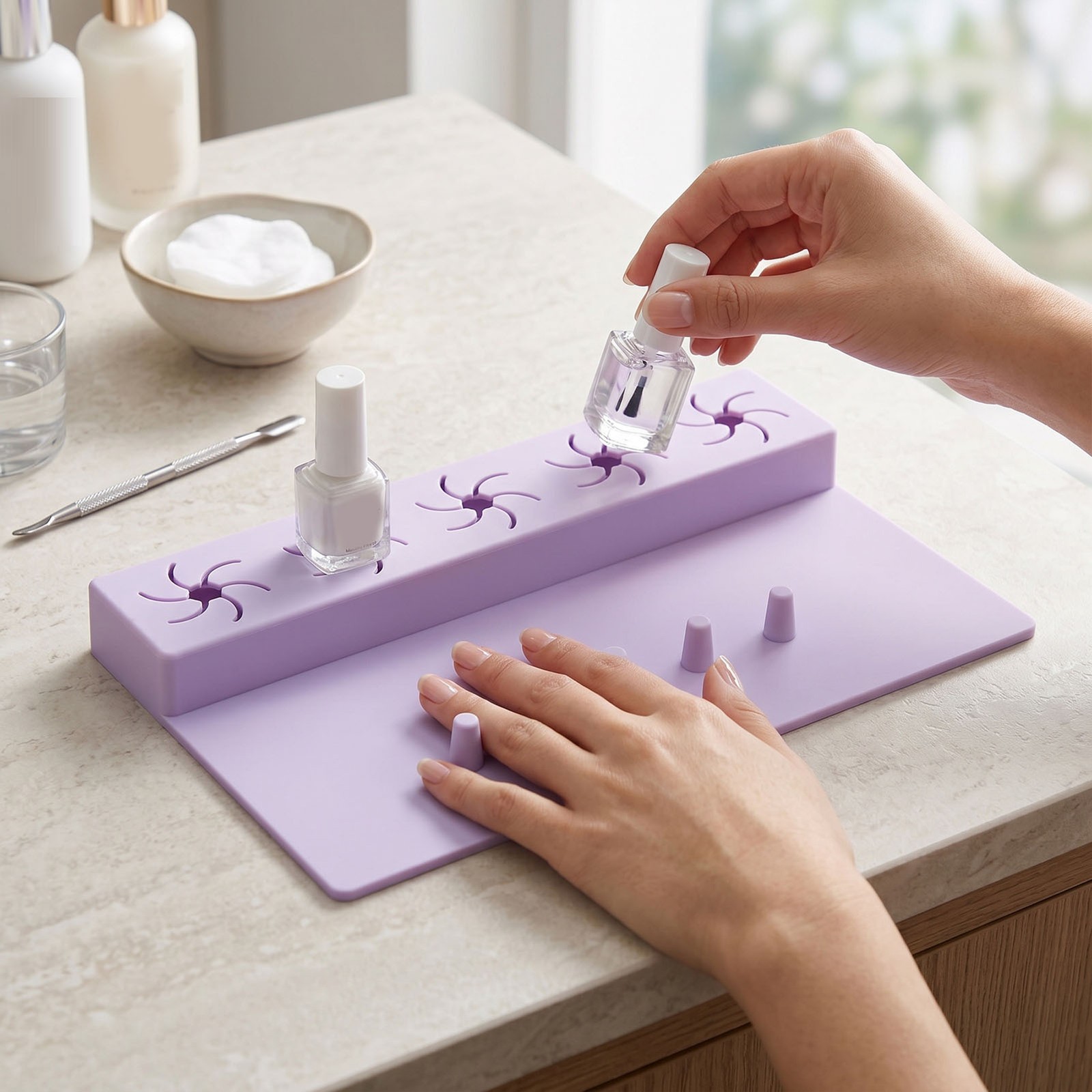 2 In 1 Silicone Nail Hand Rest Mat Anti Spill Holder For Home