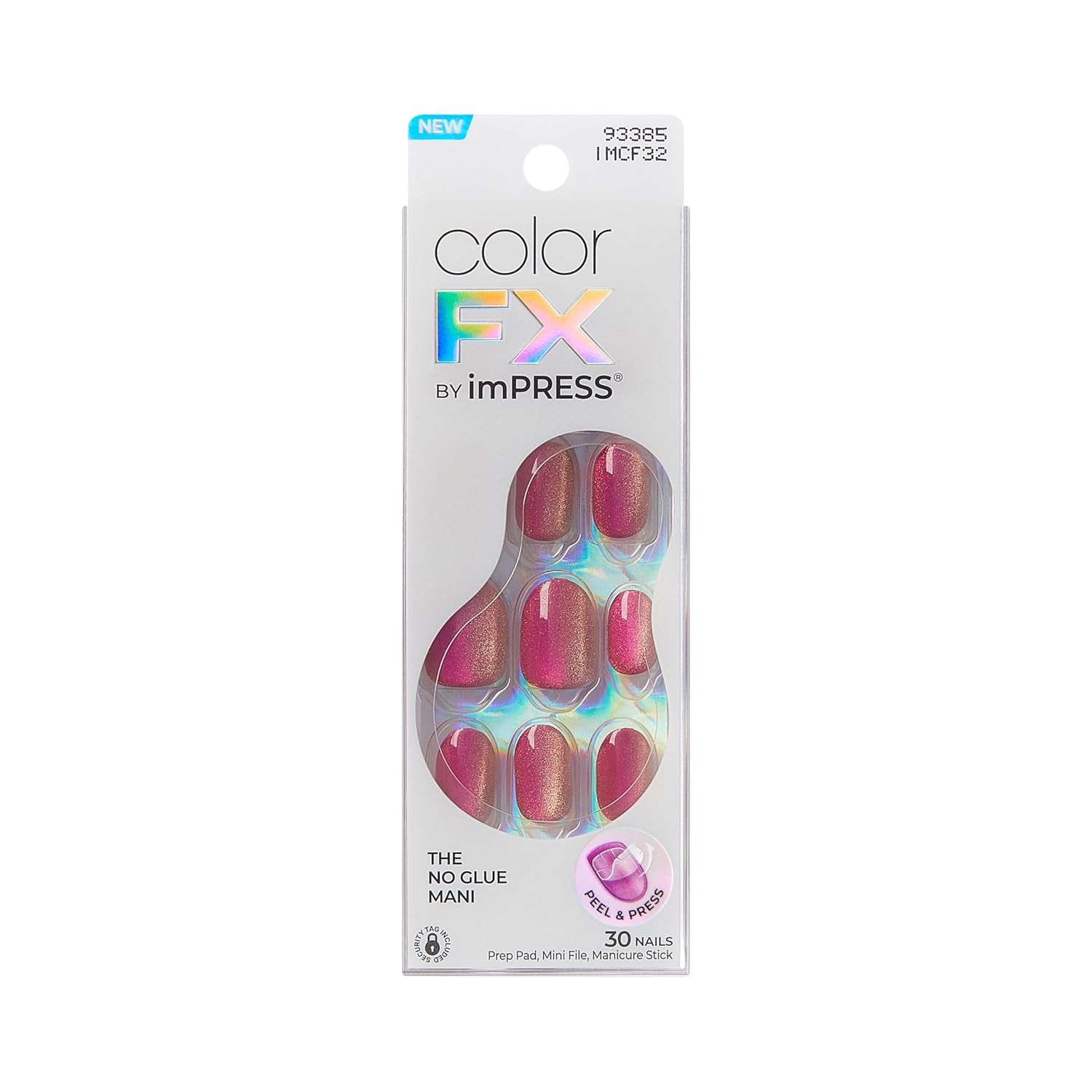 No Glue Mani Press on Nails, Colorfx, ‘Walk Out’, Pink, Short Size, Oval Shape,