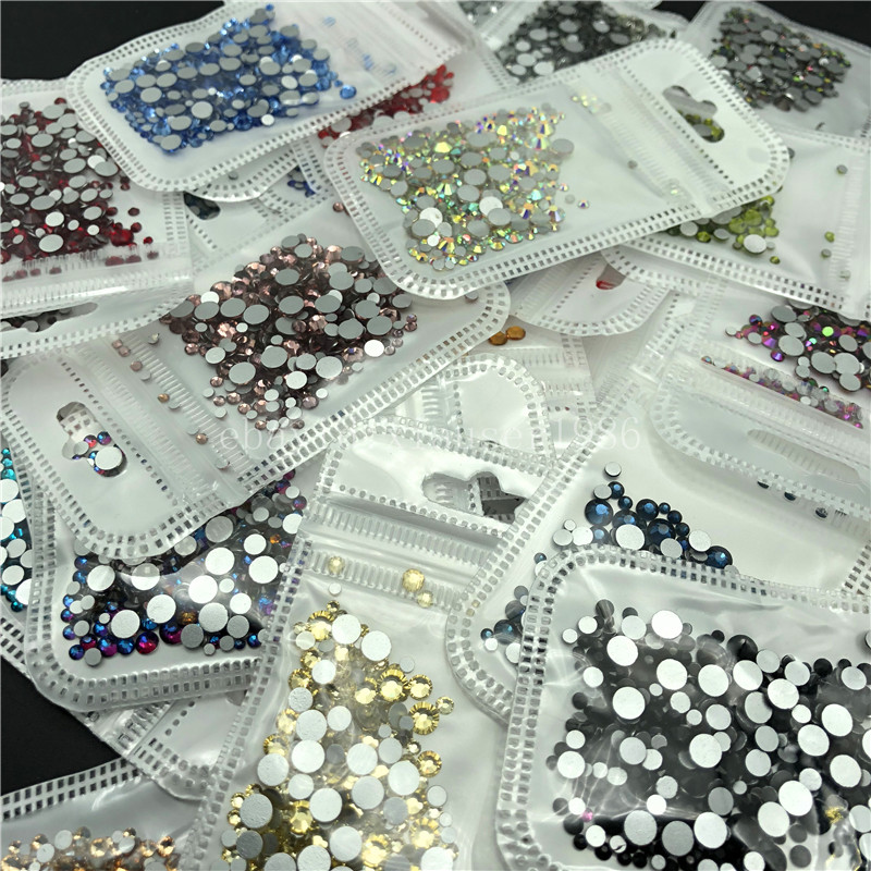 46 colors 2-5mm 400pcs Nail Art Rhinestones Crystal Gems 3D Tips DIY Decoration