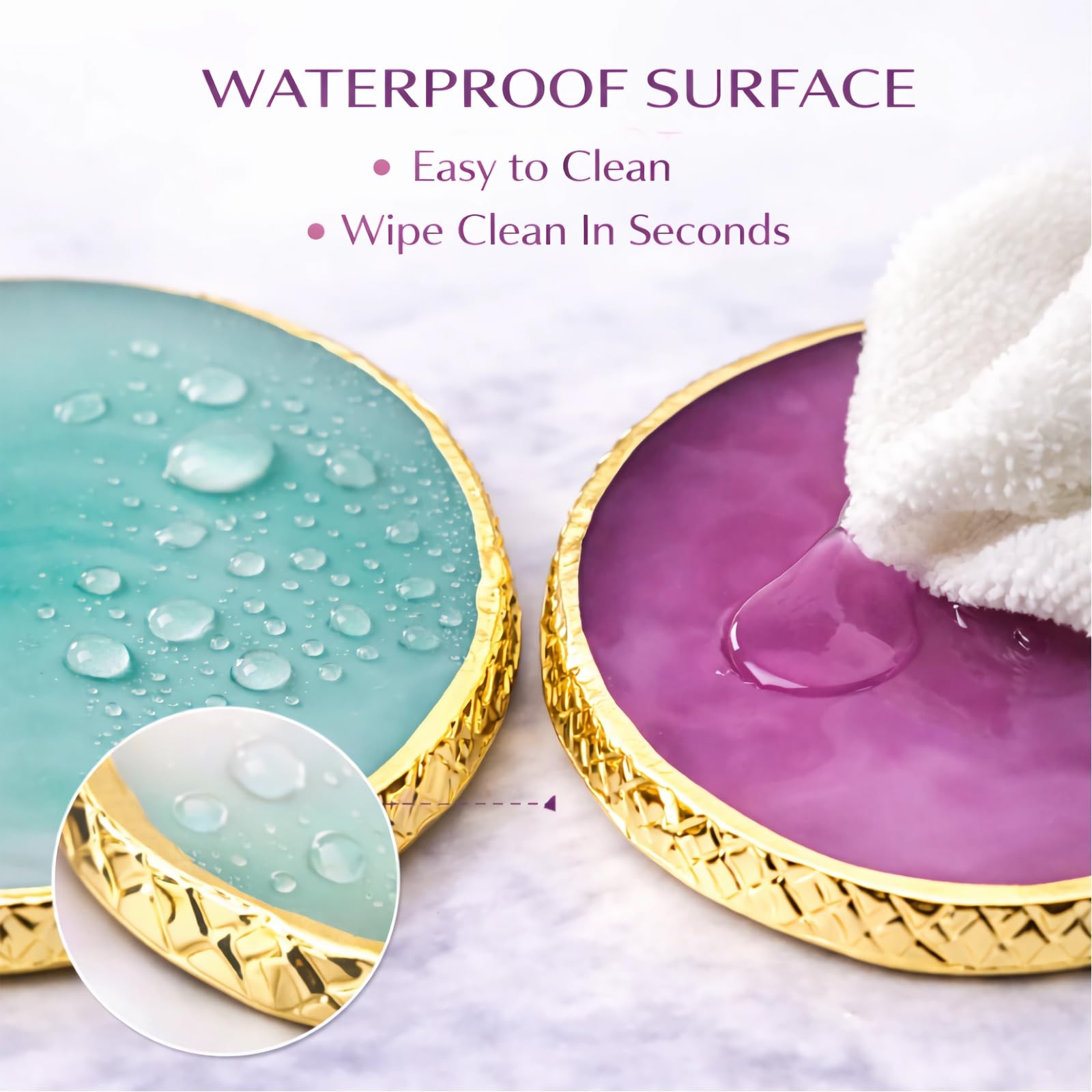 JEONEKID Green+Purple Nail Art Palette Gold Edge