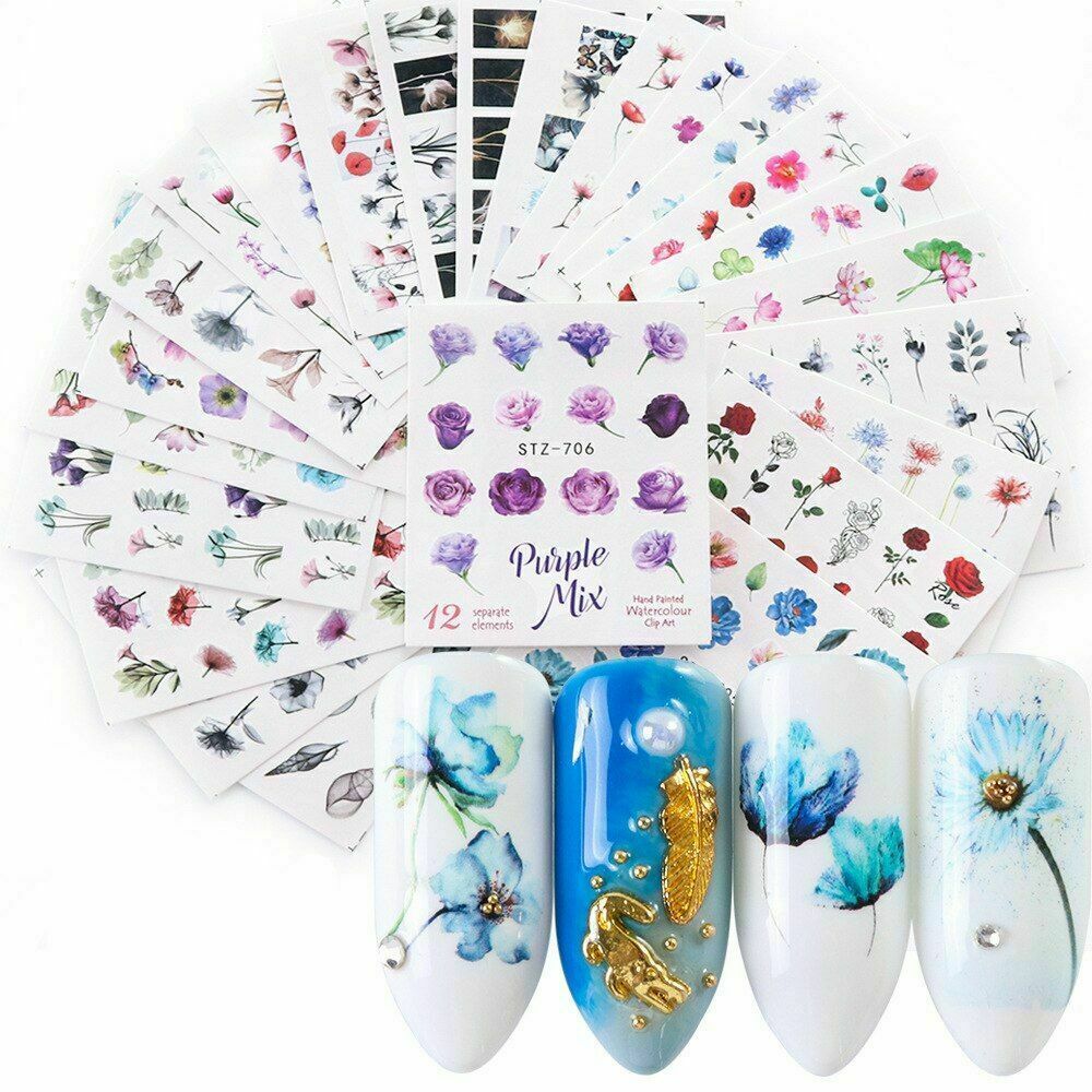 Nail Art Sticker Water Decal Rose Flower Decoration Slider Polish Foil Paper NS5