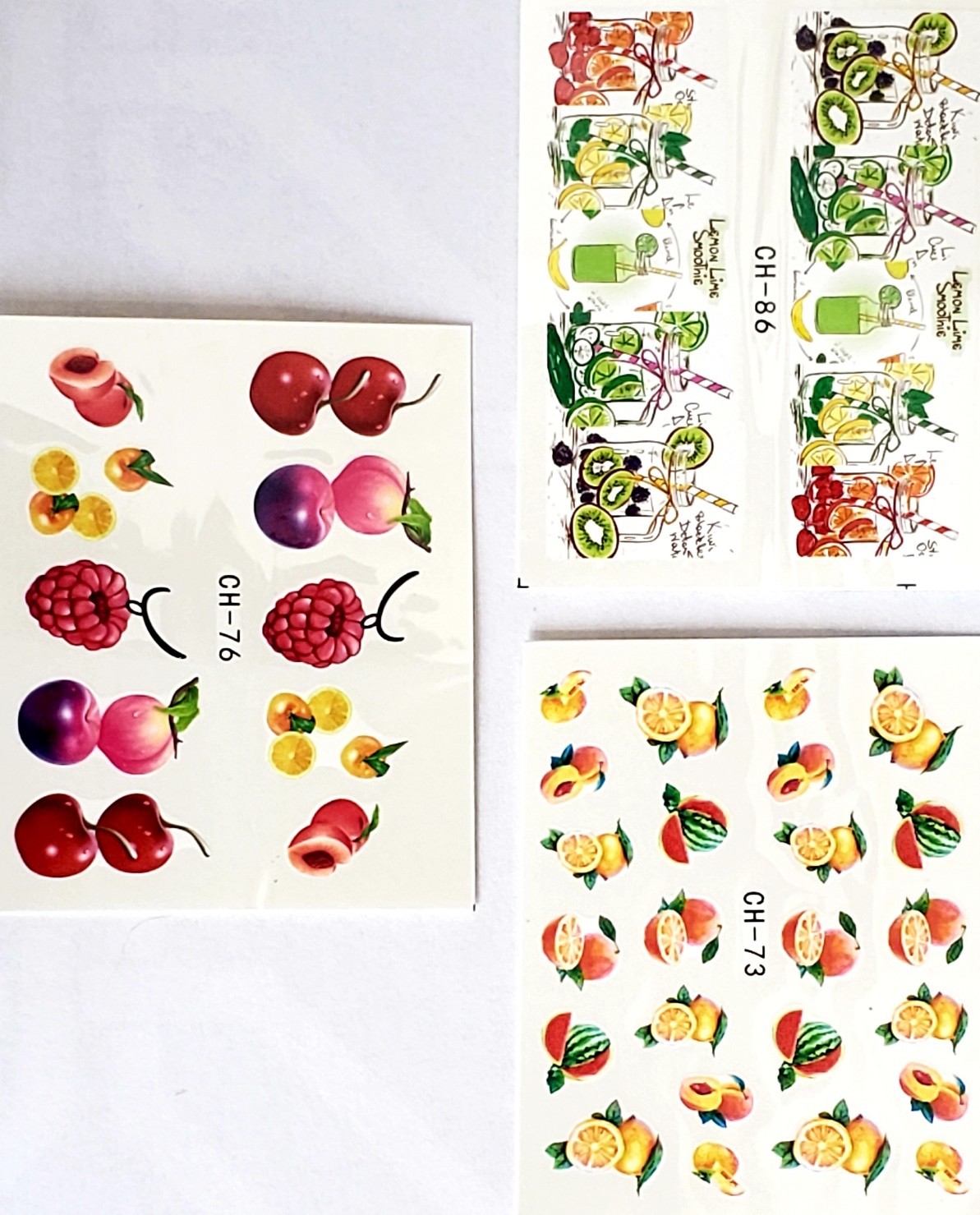3 sheets Ice Cream Candy Fruit Berries Nail Sticker Nail Art Design Polish Nail