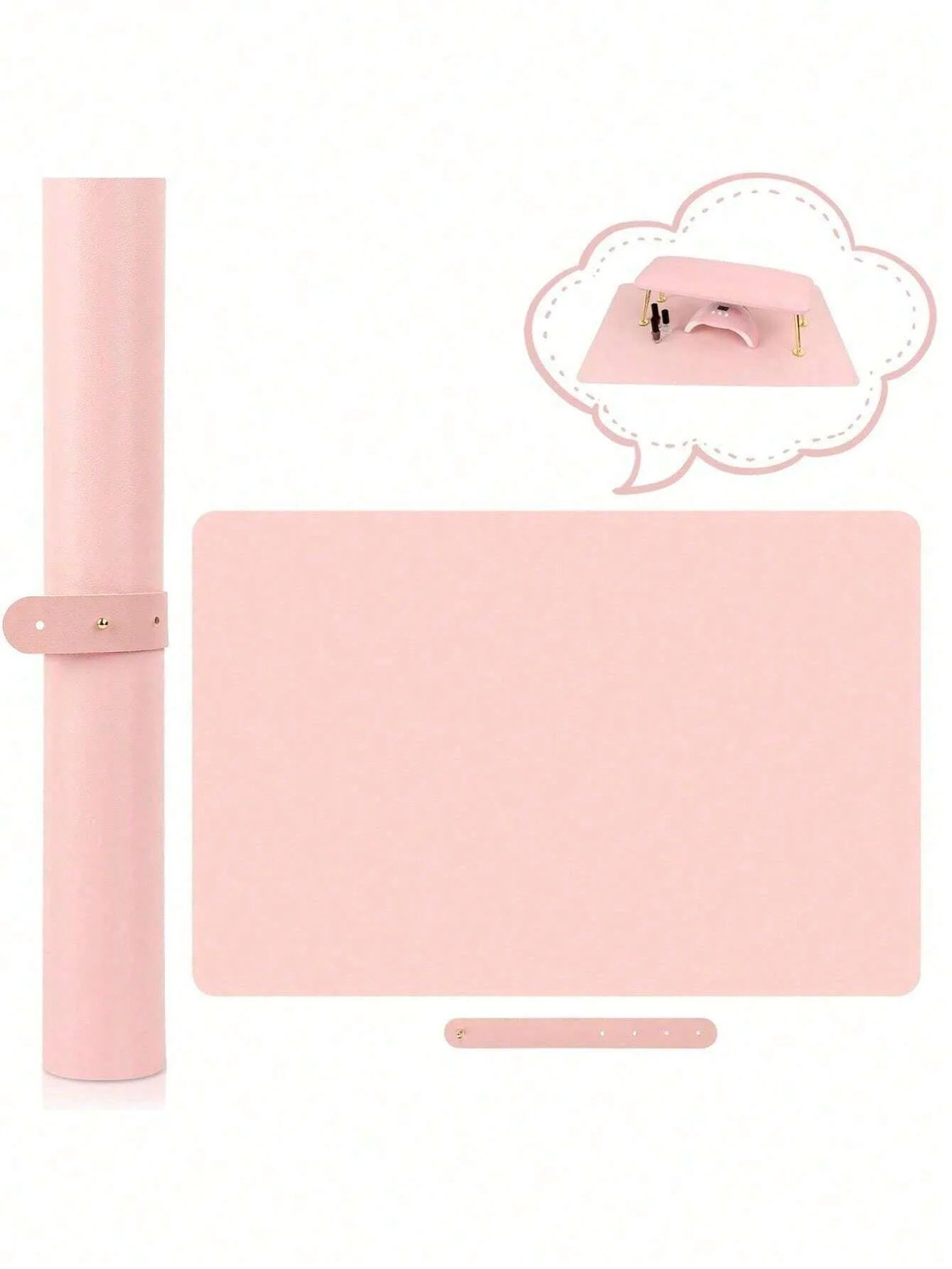 1/2pcs Pink Nail Art Table Mat Portable Foldable Nail Art Armrest Mat