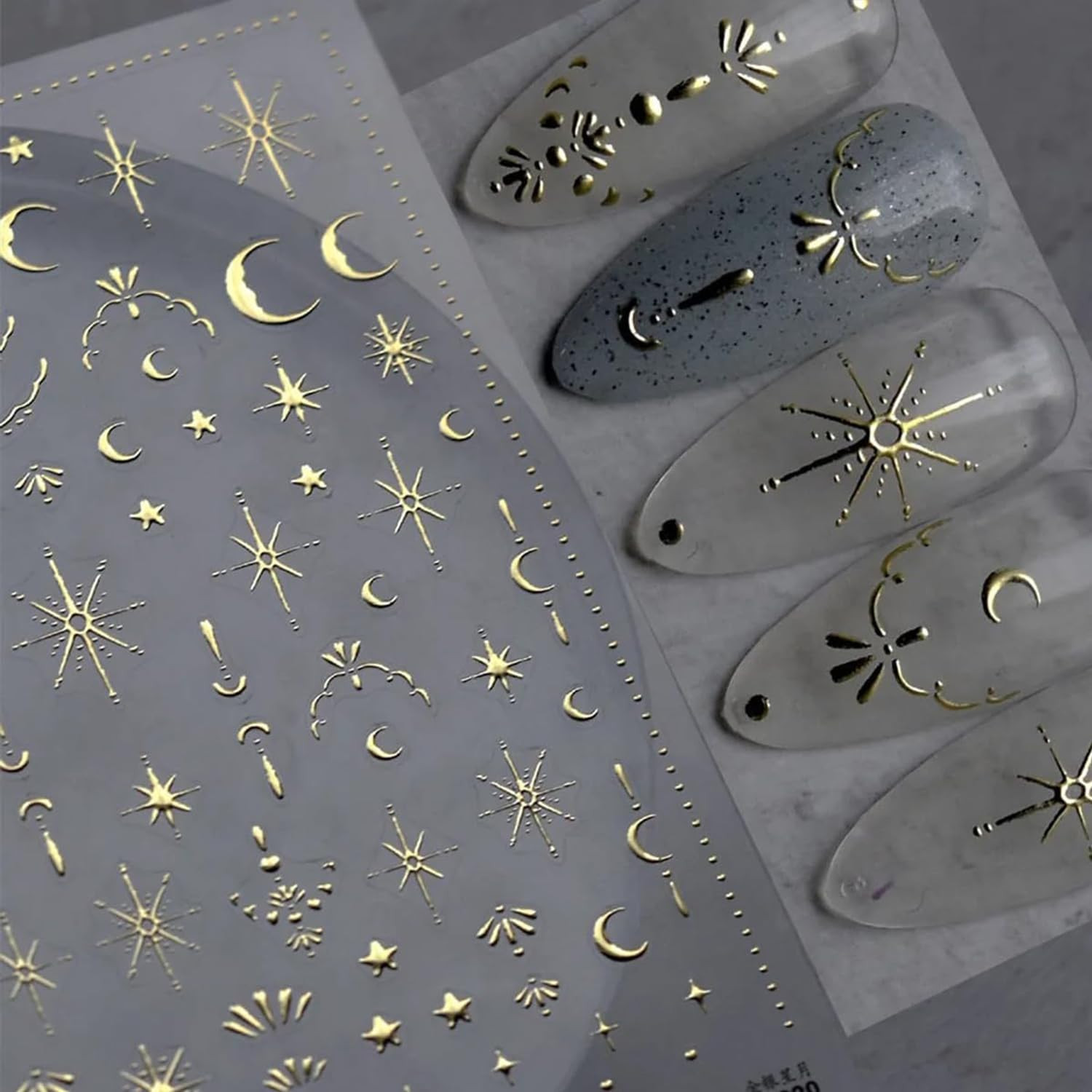 Gold Nail Art Stickers 5D Embossed Gold Nail Stickers for Nail Art Gemstone Nail