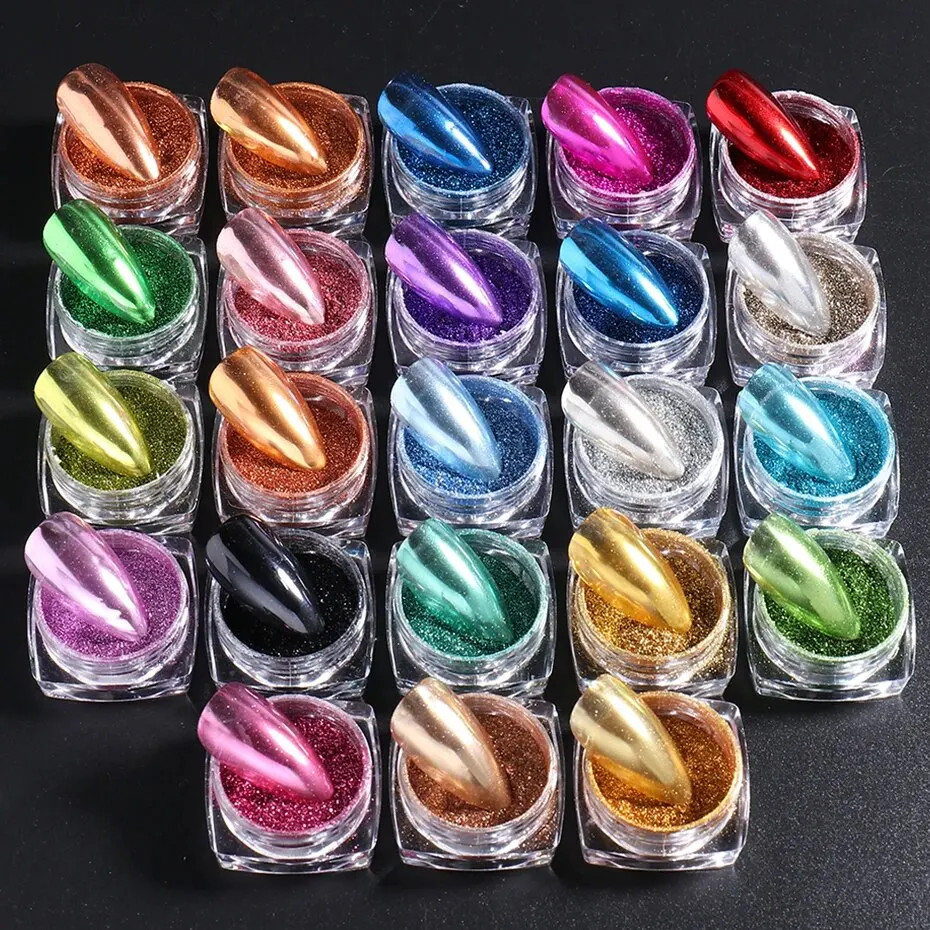 23 Colors Metallic Chrome Nail Powder Set Y2K Magic Mirror Gold Silver Decor
