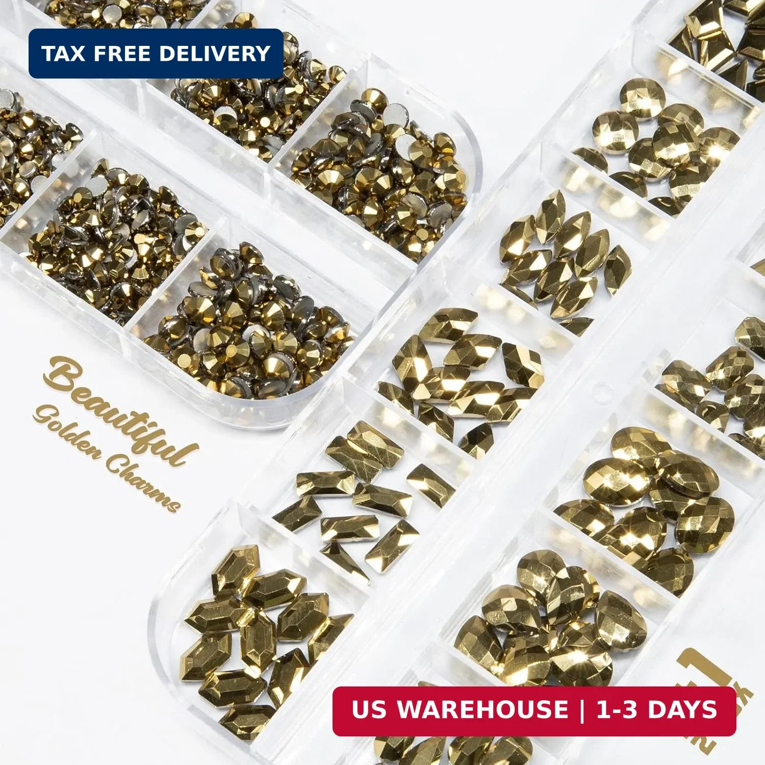qiipii Old Golden Nail Rhinestones 120 Multi Shapes Flatback Gems K9 Glass Stone