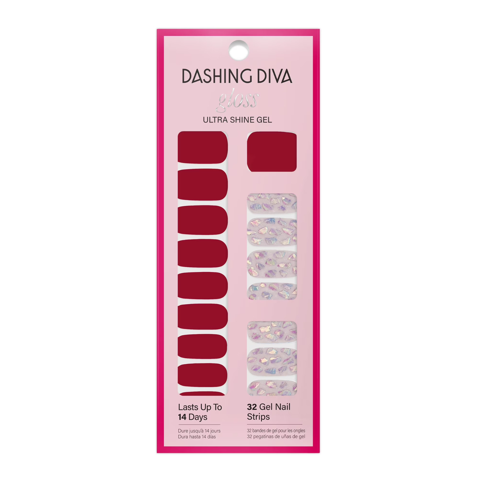 2 pk Dashing Diva Gloss Ultra Shine Gel Nail Strips Dance Floor Valentines LOT