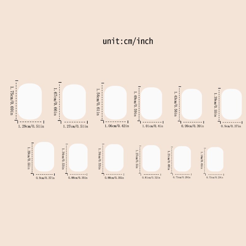 48PCS Short Square White Brown Heart Gradient Reusable Fake Nail Art