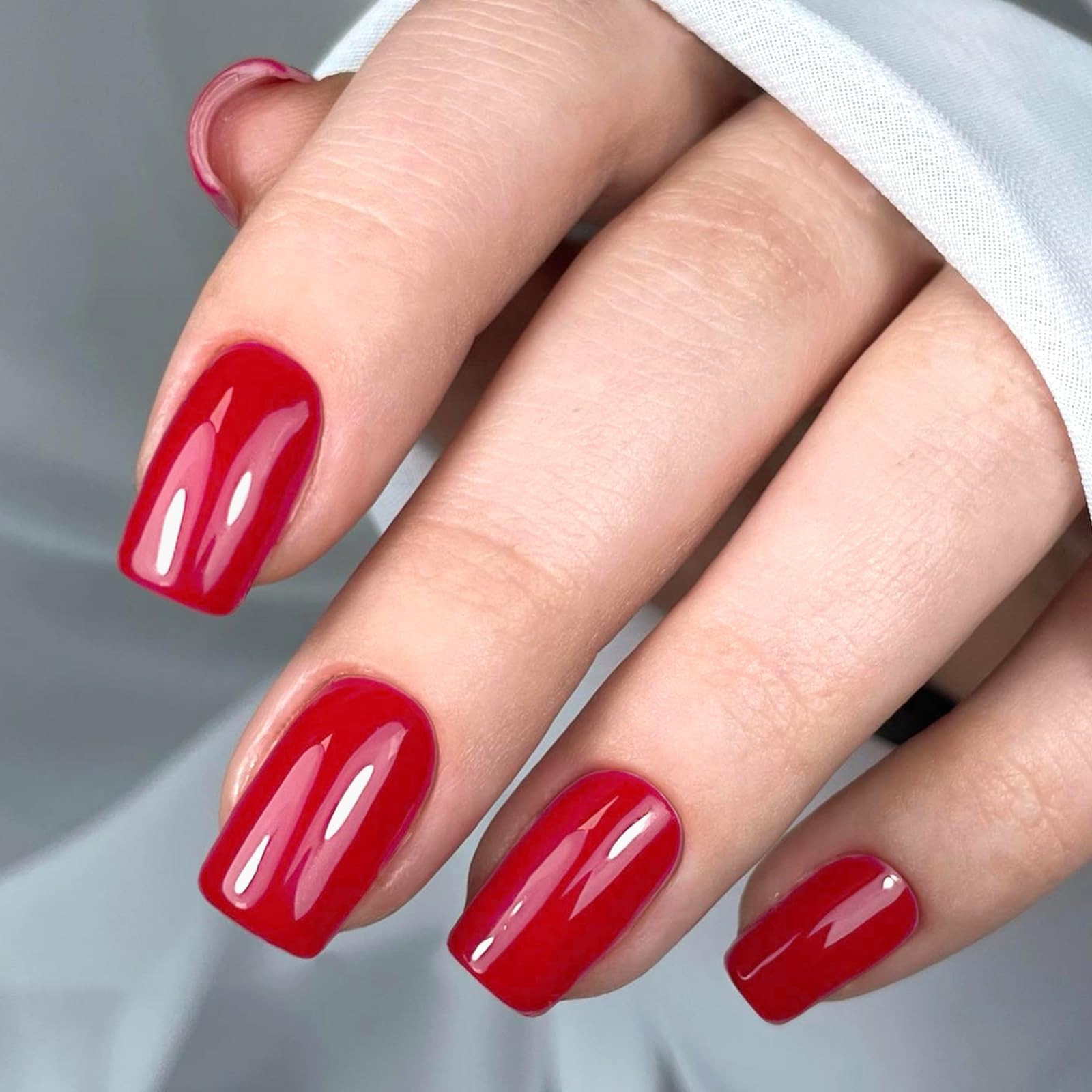 LoveOurHome 240pc Square Press on Nails Short Fake 0 Fl Oz (Pack of 240), Red