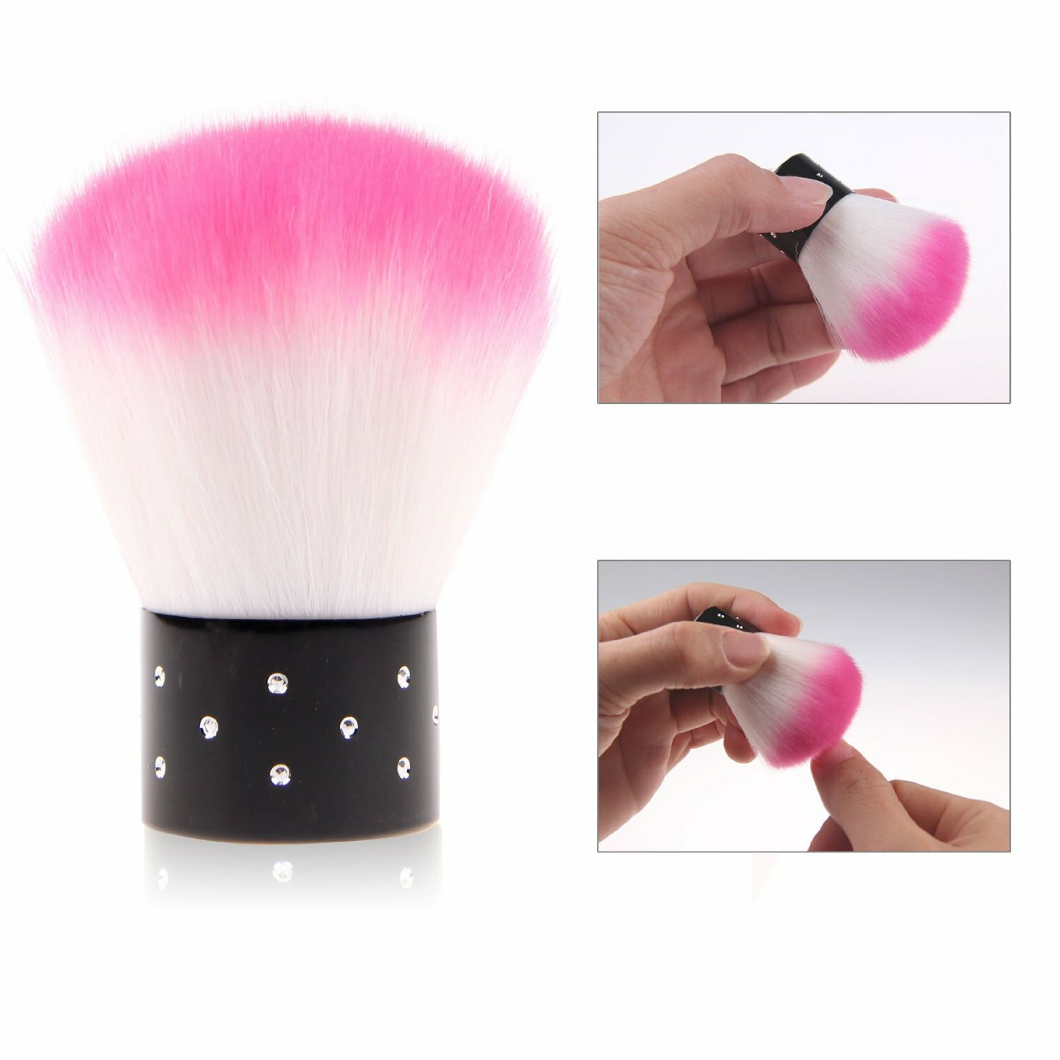 1Pc Rhinestones Cosmetic Nail Art Dust Remover Face Brush With Foundation Tool