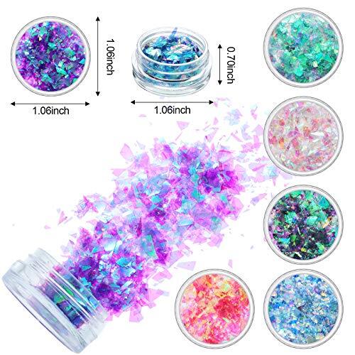 Mermaid Nail Sequins Holographic Glitters Chunky Iridescent Flakes Colorful 12