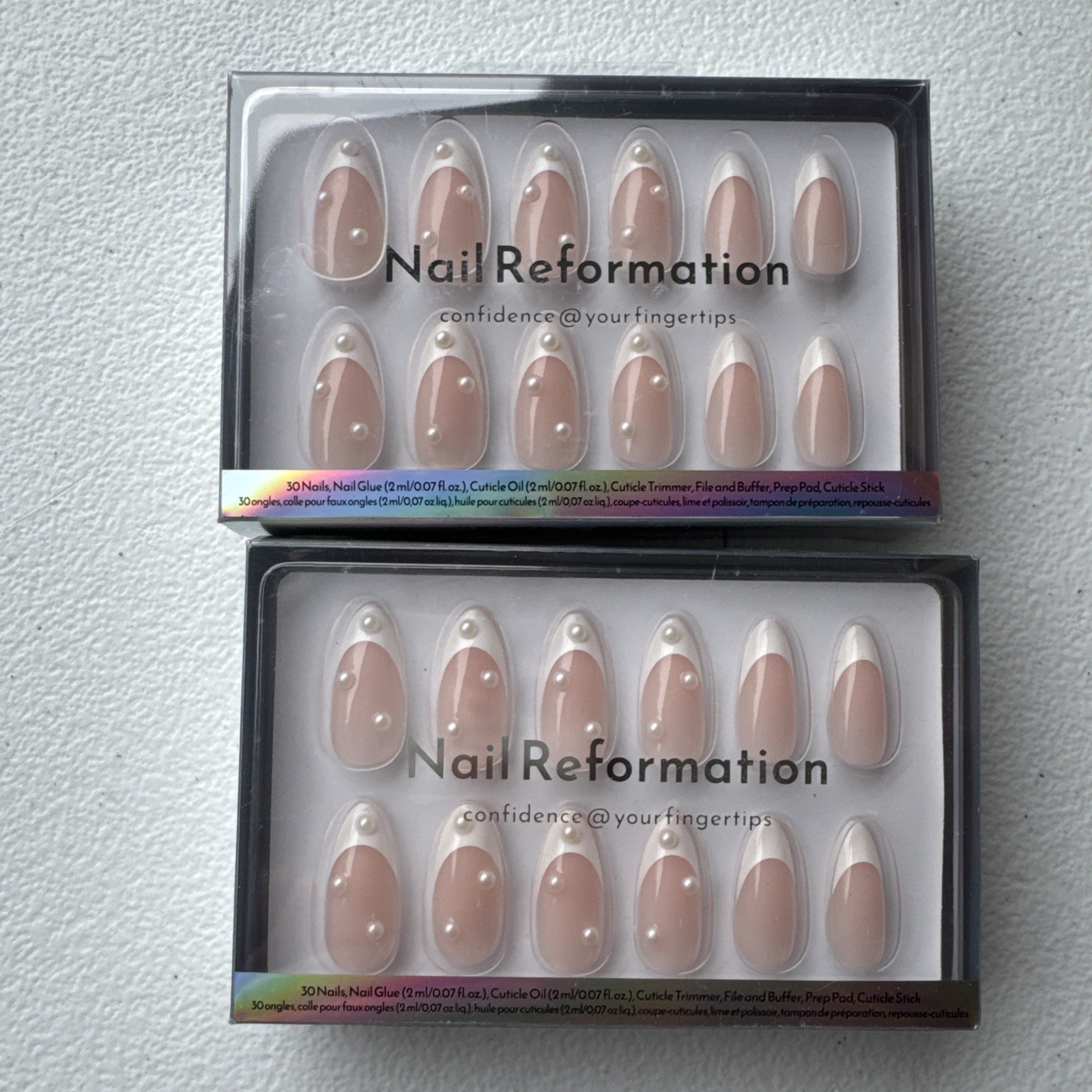 Nail Reformation Sugar-Coated Reusable Press On Medium Almond Nails. 2 Boxes New